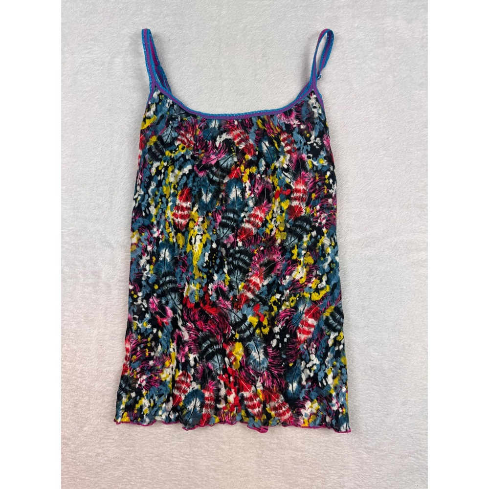 Hanky Panky Feather Print Lace Mesh Camisole Tank Top Multi Color 8H4662 Medium
